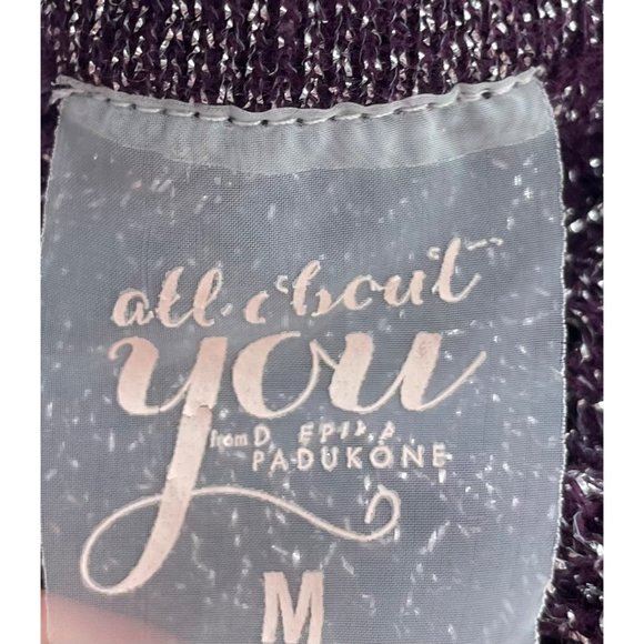 All About You Women's Size Medium Dark Purple Sheer Mesh Sparkly Cardigan - Picture 5 of 6